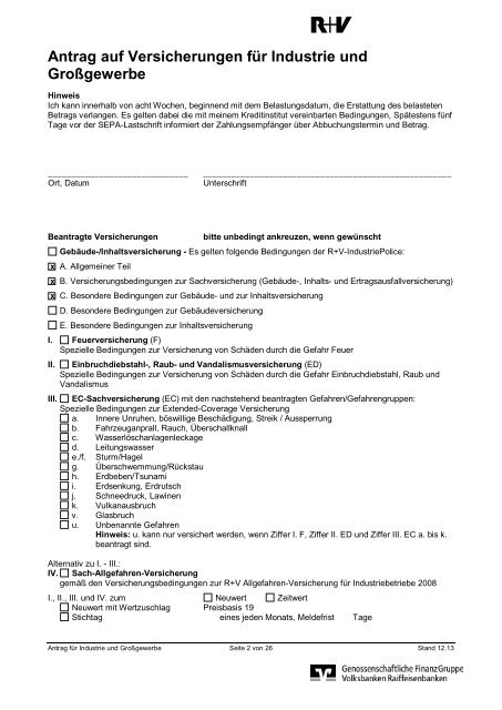 Antrag Industrie Großgewerbe - R+V Maklerportal - R+V Versicherung