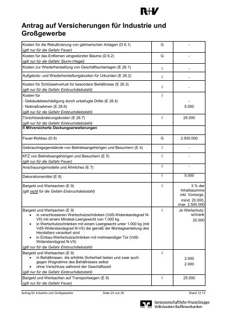 Antrag Industrie Großgewerbe - R+V Maklerportal - R+V Versicherung