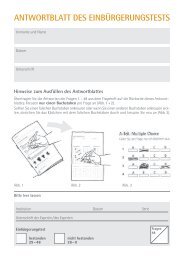 Antwortblatt des Einbürgerungstests - Kanton Bern