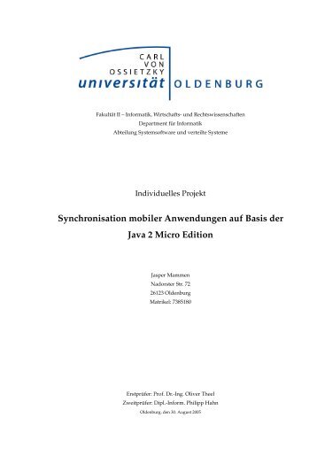 Synchronisation mobiler Anwendungen auf Basis der Java 2 Micro ...