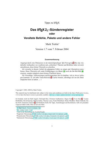 Das LaTeX-2e SÃ¼ndenregister