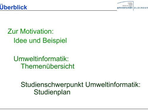 Studienschwerpunkt Umweltinformatik