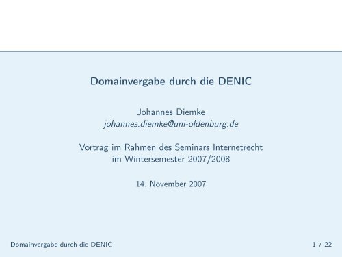 Domainvergabe durch die DENIC