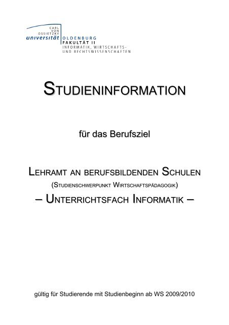 Studienbeginn WS 2009/2010 - Department fÃ¼r Informatik ...