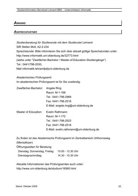 Studienbeginn WS 2009/2010 - Department fÃ¼r Informatik ...