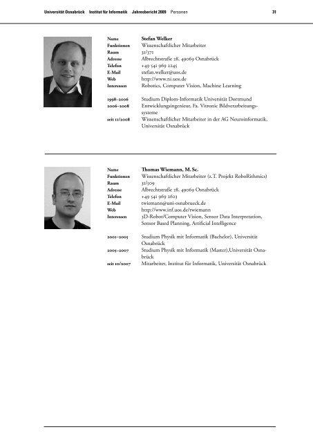 Jahresbericht 2009 - Institute of Computer Science - UniversitÃ¤t ...