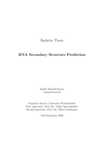 Bachelor Thesis RNA Secondary Structure Prediction - Institute of ...