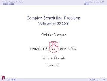 Complex Scheduling Problems - Vorlesung im SS 2009