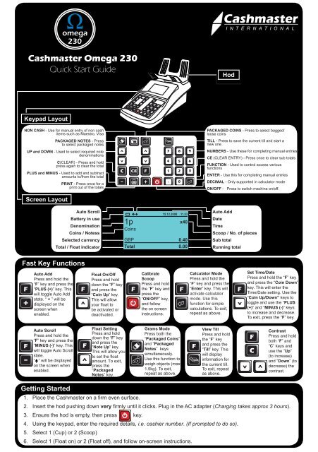 Omega 230 Quick Start Guide UK Cashmaster