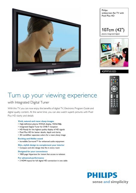 42PFP5532D/12 Philips widescreen flat TV with Pixel Plus HD