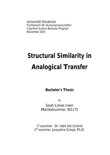 Structural Similarity in Analogical Transfer Bachelor's Thesis