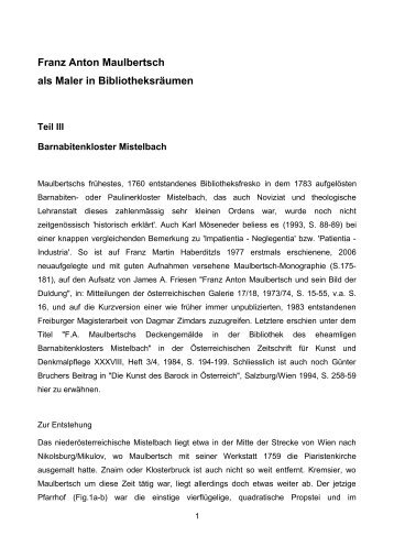 zu Teil III: Barnabitenkloster Mistelbach - freieskunstforum.de