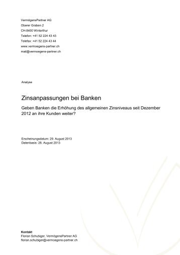 Zinsanpassungen bei Banken - VermögensPartner AG