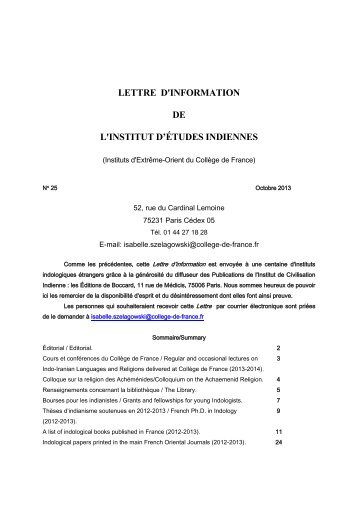 Lettre d'information N° 25, octobre 2013 - Bibliothèques Archives