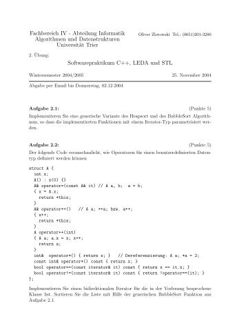 Übungsblatt 2 - Universität Trier