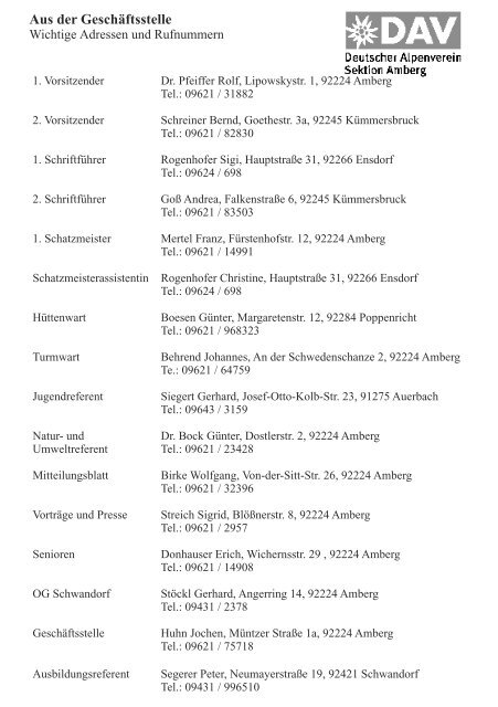 Mitteilungsblatt der Sektion Amberg - DAV – Sektion Amberg