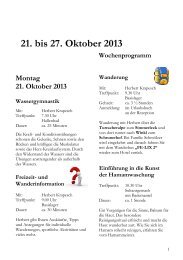 Wochenprogramm 21. bis 27. Oktober 2013 - Hotel Hochschober