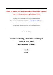 Skript zur Vorlesung „Differentielle Psychologie“ (Prof. Dr. Jutta Stahl ...