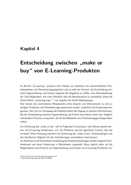 E-Learning - â make or buyâ? - Informationskompetenz