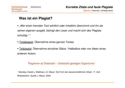 Korrekte Zitate und faule Plagiate - Informationskompetenz