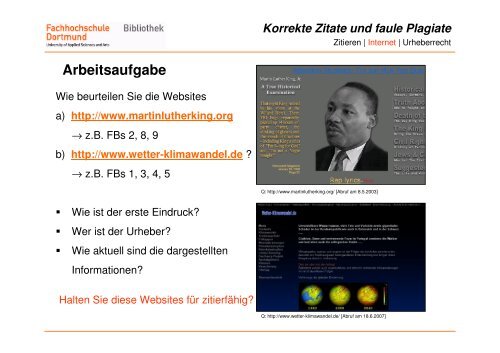 Korrekte Zitate und faule Plagiate - Informationskompetenz