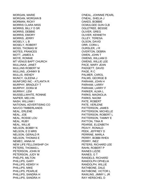 UNDELIVERABLE CAP CREDITS-2003 - Southern Rivers Energy