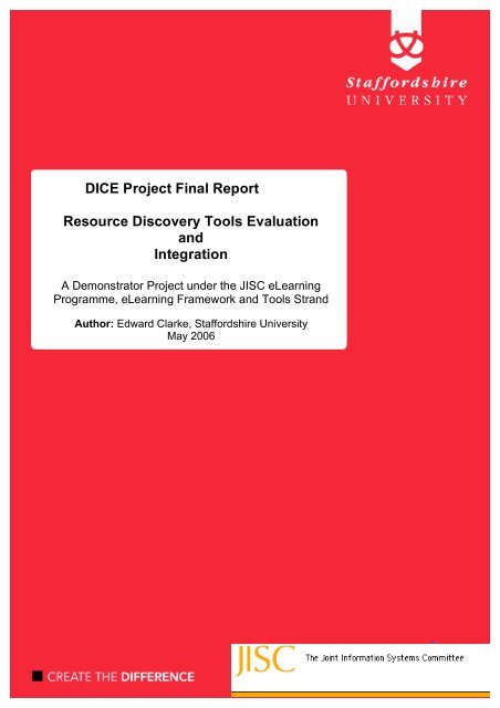 DICE Project Final Report Resource Discovery Tools Evaluation and ...