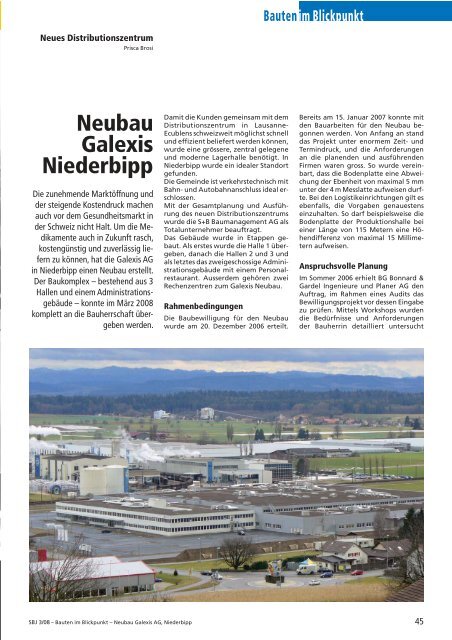 Neubau Galexis Niederbipp, 2008 - Robe Verlag