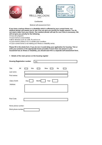 Confidential Medical self-assessment form If you have a serious ...