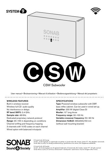 User manual 754.8 Kb - Sonab Audio