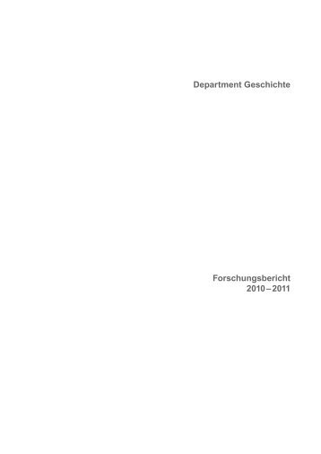 Forschungsbericht 2010 â 2011 Department Geschichte