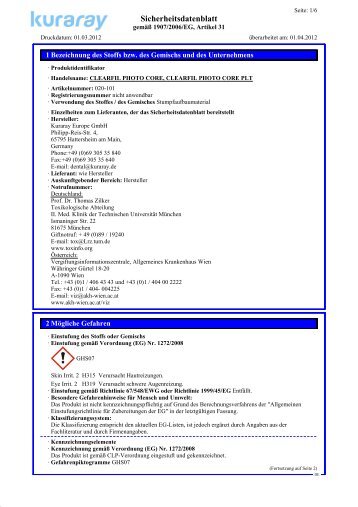 Sicherheitsdatenblatt