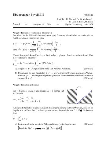 Ãbungen zur Physik III - Theoretische Physik 1 ...