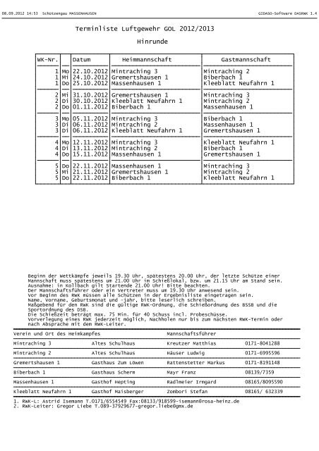 Termin - SchÃƒÂ¼tzengau Massenhausen