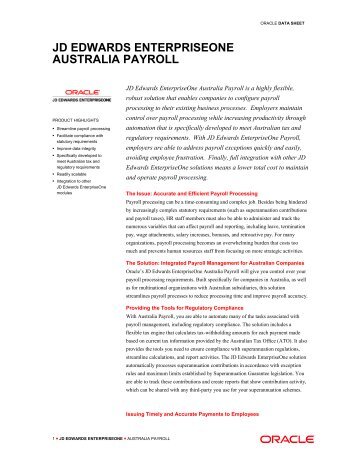 JD Edwards EnterpriseOne Australia Payroll - Oracle
