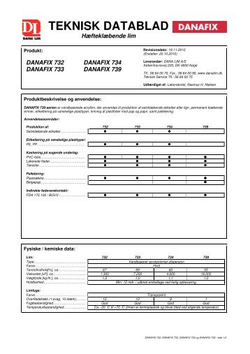 TEKNISK DATABLAD - Dana Lim A/S