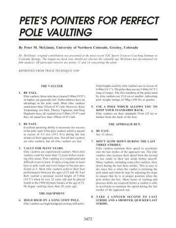 pete's pointers for perfect pole vaulting - Track & Field News