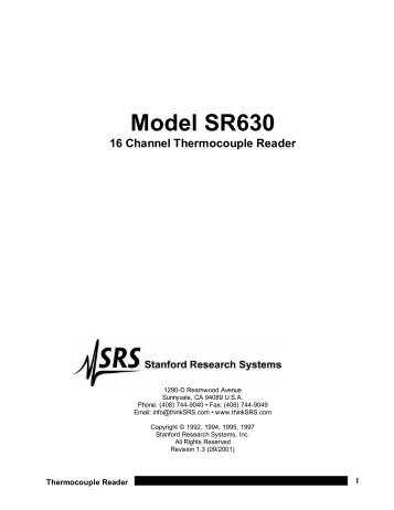 Model SR630 - Rohde & Schwarz Singapore