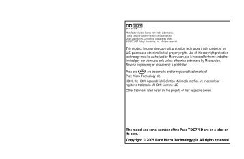 PACE Tahoe TDC775HD User Guide (PDF) - Armstrong