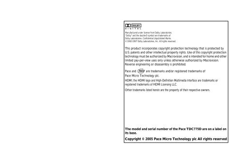PACE Tahoe TDC775HD User Guide (PDF) - Armstrong