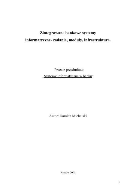 Zintegrowane bankowe systemy informatyczne- zadania, moduÃ…Â‚y ...