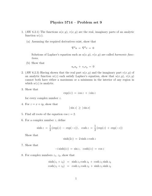 Physics 5714 A Problem Set 9