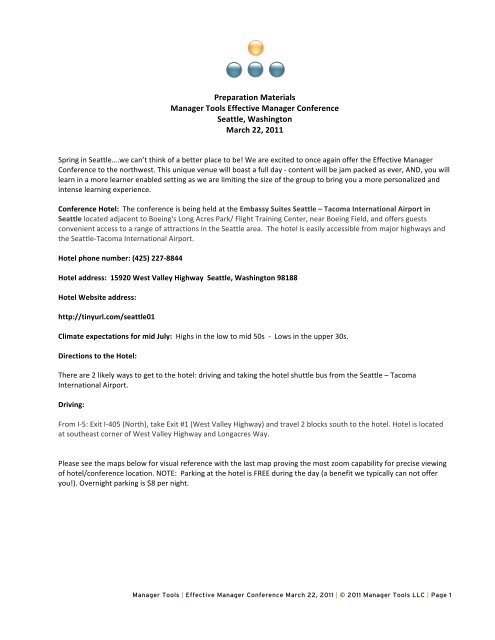 Preparation Materials Manager Tools Effective Manager Conference