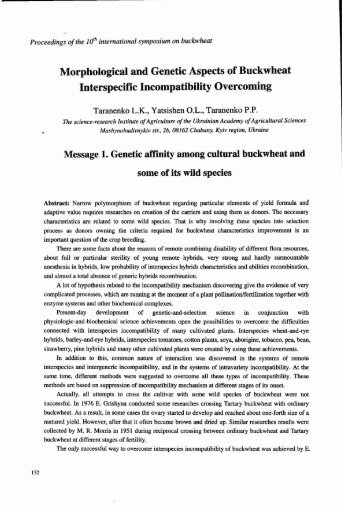 Morphological and Genetic Aspects of Buckwheat Interspecific ...