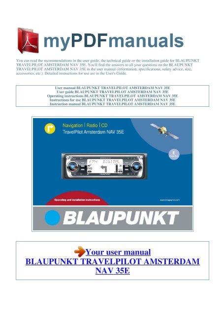 User manual BLAUPUNKT TRAVELPILOT AMSTERDAM NAV 35E - 1