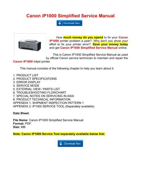 Canon iP1000 Simplified Service Manual