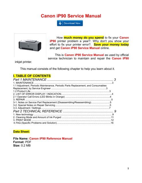 Canon IP90 Service Manual