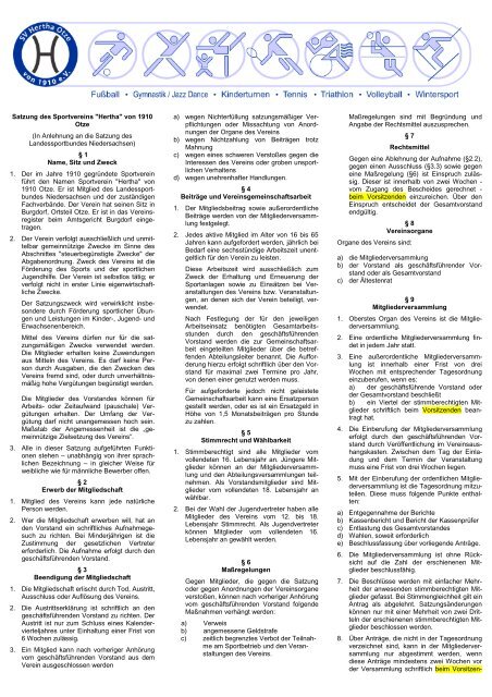 Vereinssatzung - SV Hertha Otze