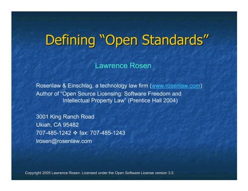 Defining "Open Standards - The Bolin Group