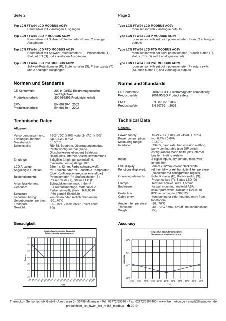 LCN FTW04 LCD RS485 MODBUS DE - Datenblatt EN - Thermokon ...